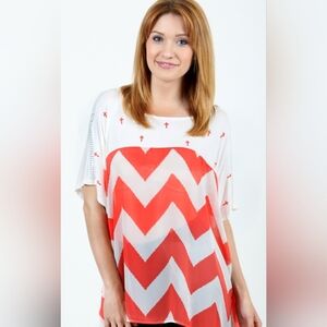 Vocal Chevron Dolman Blouse With Rhinestones